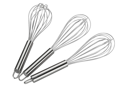 VITASUNHOW Wire Whisks for Household Purposes Pack of 3 Stainless Steel Handheld Egg Whisk 10-Inch