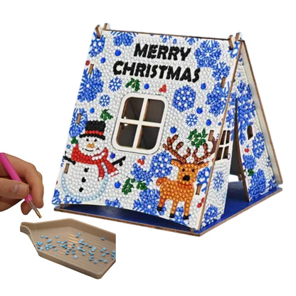 Party Ready 3D Diamond Painting Tent Craft Kit with LED Lights – Full Drill Crystal Mosaic Wood Puzzle, DIY Holiday Decorative Art for Home Display (Christmas Tent)