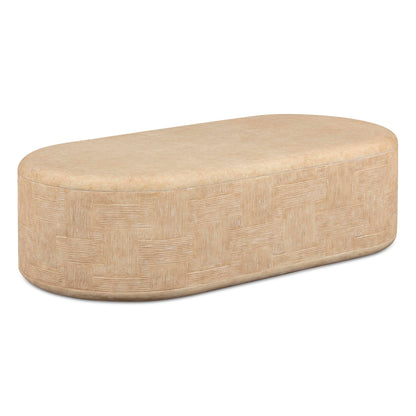 Tov Furniture Suraya Faux Travertine Concrete Rounded Coffee Table