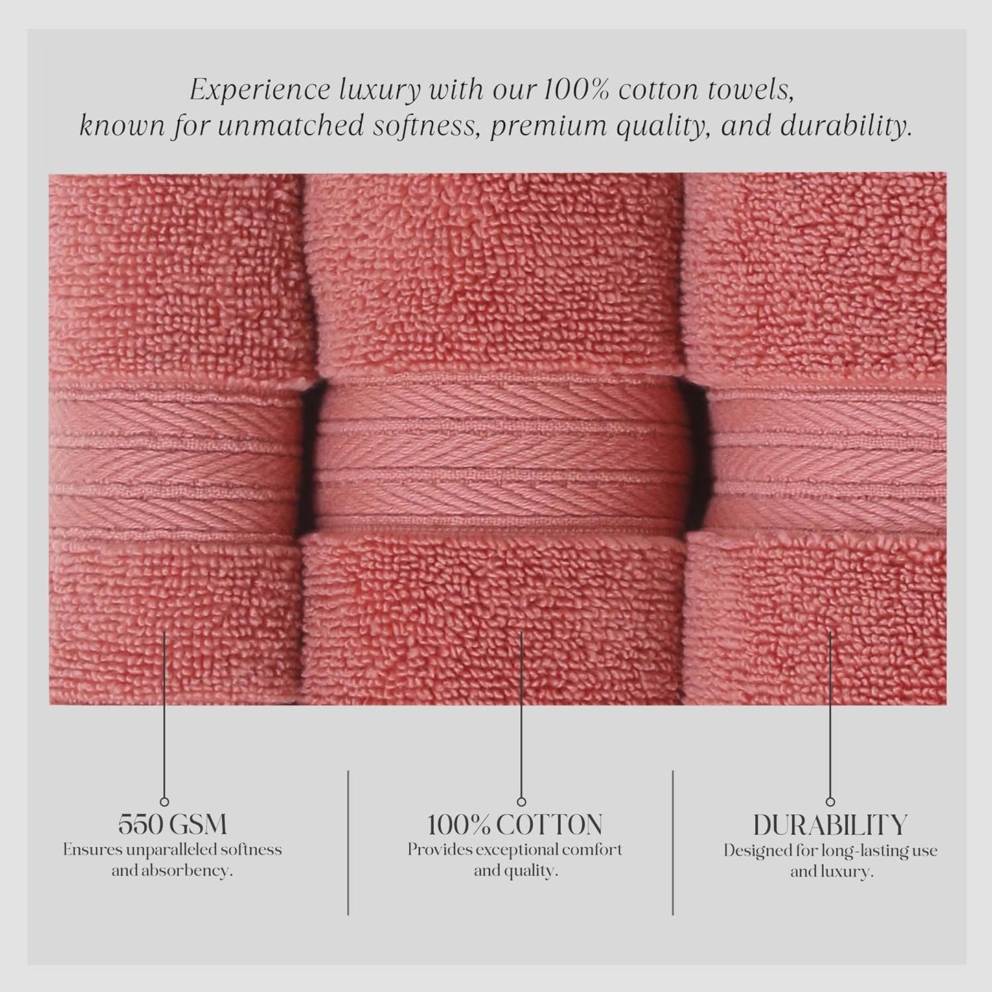 550GSM 100% Set (2 2 2 (Set 6) Home Weavers Elegance Essentials Cotton Zero Twist Super Absorbent Bath Towel Bath