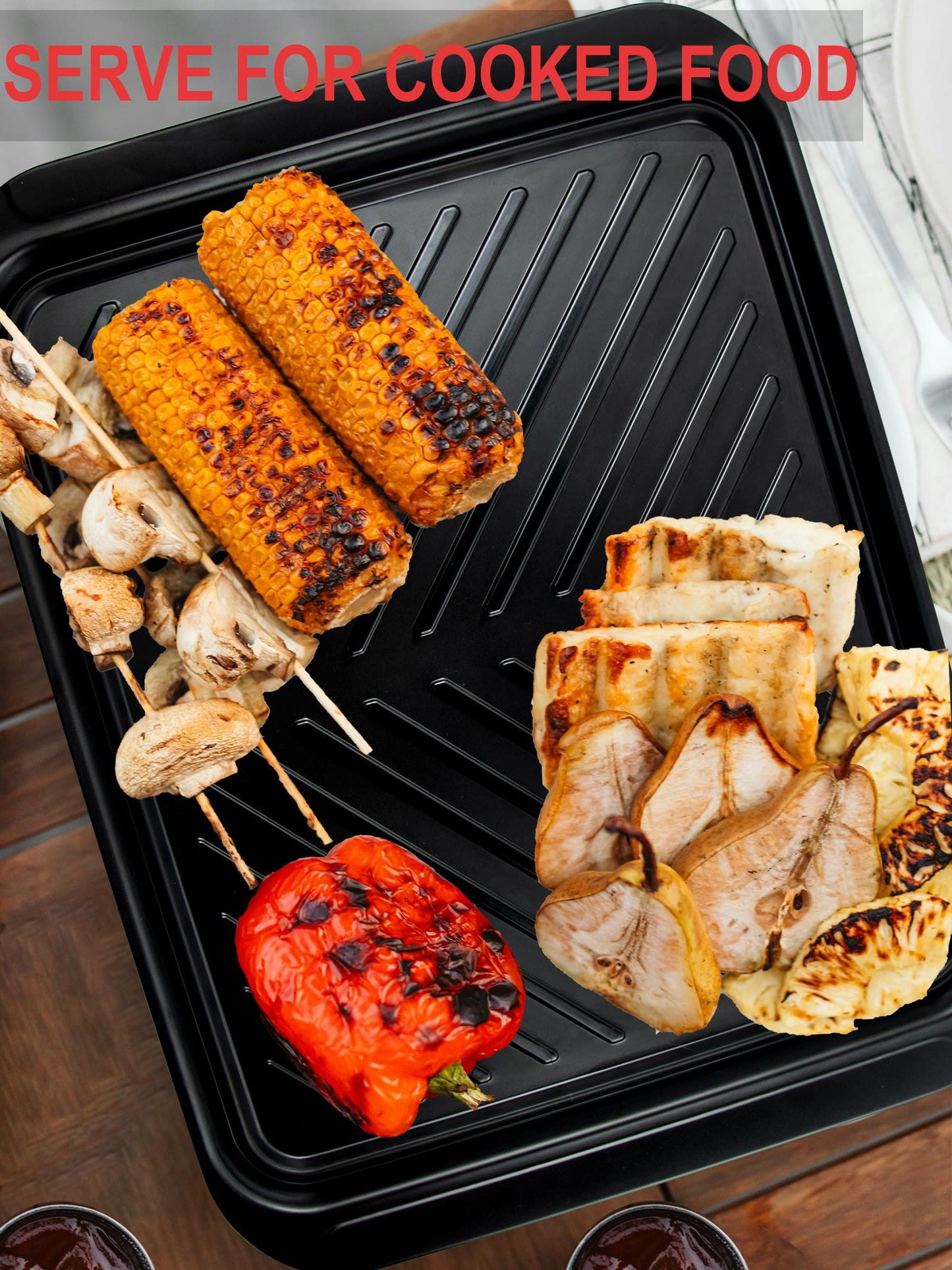 ECOIOU Extra Large Grilling Prep and Serve Trays, 17.3x13 inch BBQ Tray for Raw and Cooked Food, Melamine Serving Trays for Food, Set of 2, Black and White