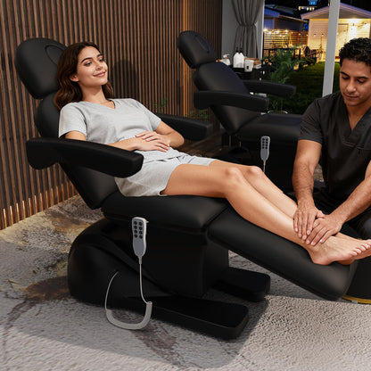 pouseayar 3 Motor Electric Chair/Bed, Aluminum Hydraulic System for Medical Treatment Exam, Facial, Spa, Eyelash, Tattoo, Podiatry Treatment Beauty Massage, Hand Remote Controlled Adjustable - Black