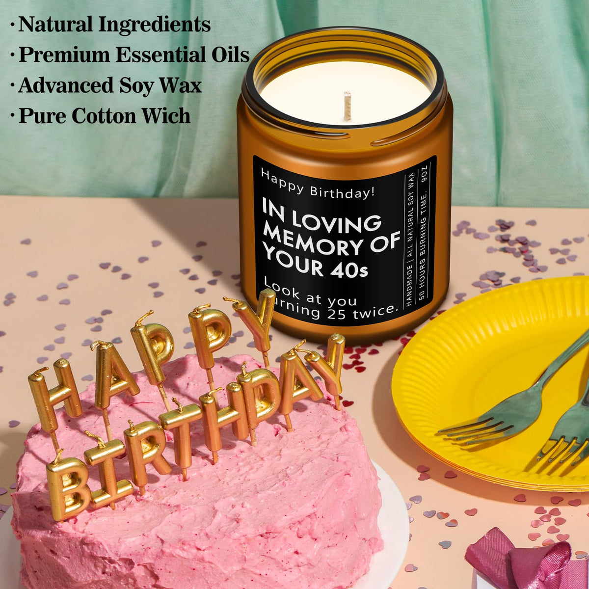 RIZOOCE 50th Birthday Gifts for Her Him, 50 Year Old Birthday Gifts - Funny & Unique Presents for Men & Women Born in 1976, Lavender Scented Candle, 7oz