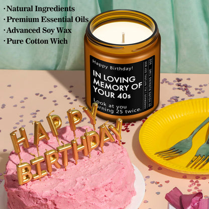 RIZOOCE 50th Birthday Gifts for Her Him, 50 Year Old Birthday Gifts - Funny & Unique Presents for Men & Women Born in 1976, Lavender Scented Candle, 7oz