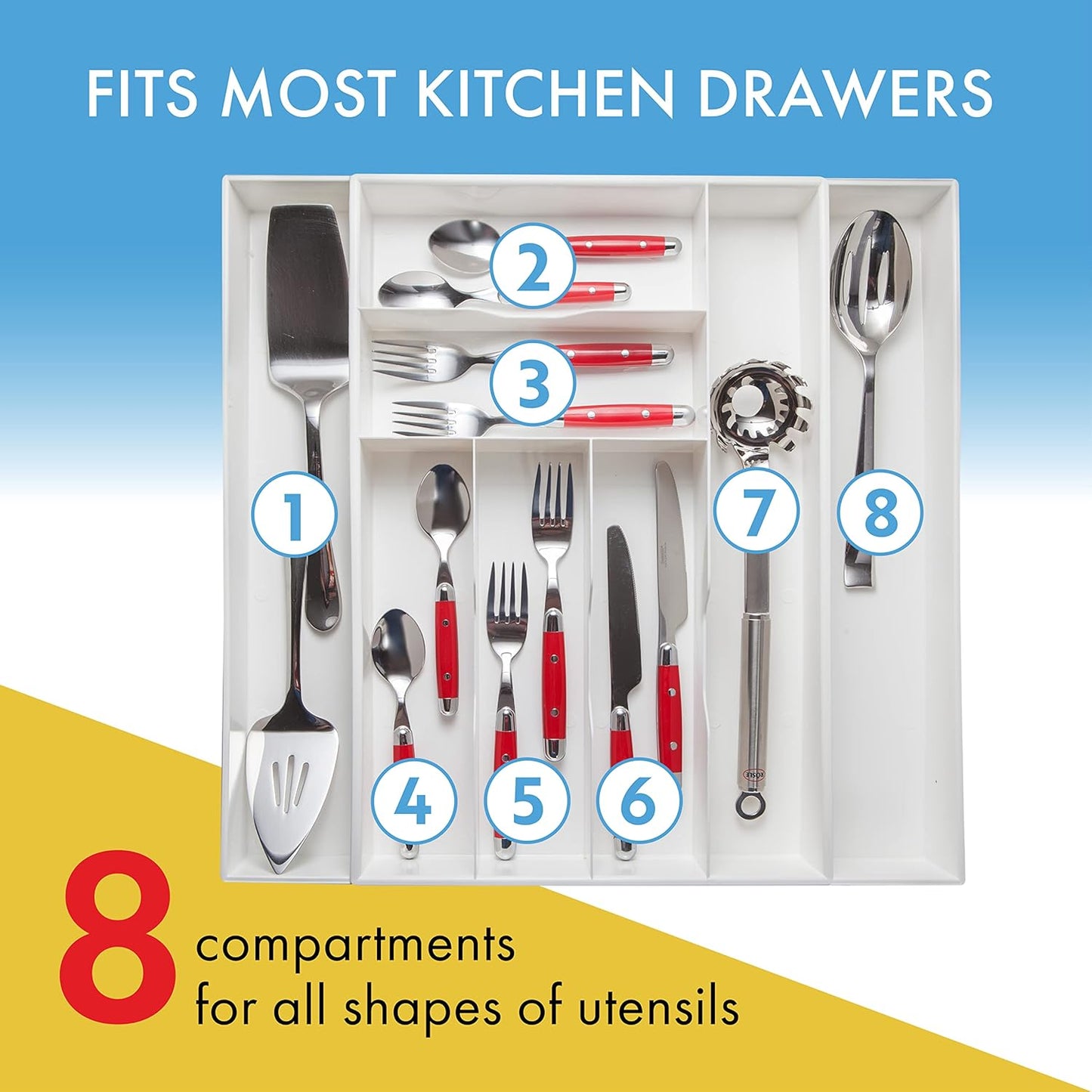 Dial Industries Expand-A-Drawer Silverware Organizer Tray - Extra Wide Cutlery and Utensil Drawer Organizer