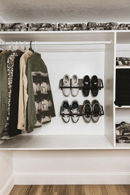Set of 2 Wall Shoe Rack - Space Saving Wall Mounted Shoe Organizer - Durable Shoe Holder for Small Spaces - Wall Shelf
