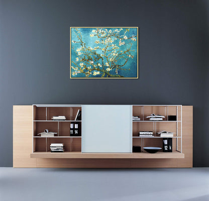 Wieco Art Framed Wall Art Canvas Prints of Almond Blossom by Vincent Van Gogh Paintings Reproduction Abstract Artwork for Wall Decor Golden Frame