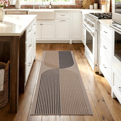 COZYLOOM 2x6 Striped Kitchen Rugs Non Slip Washable, Easy Jute Runner Rug for Hallway, Non Shedding Stain Resistant