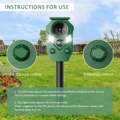 4-Pack Solar Powered Ultrasonic Animal Repeller, Outdoor Waterproof Deer Squirrel with Motion-Activated Sensor Strobe Light, for Cats, Raccoons, Skunks, Rabbits and More