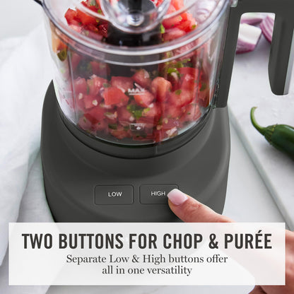 Martha Stewart 3 Cup Food Processor, Electric Vegetable Chopper, Stainless Steel Blades, 24oz BPA-Free Bowl, Pour Spout, Dicing, Mincing, Chop & Puree, Dishwasher Safe, Oil Chute, Easy-Clean, Caviar
