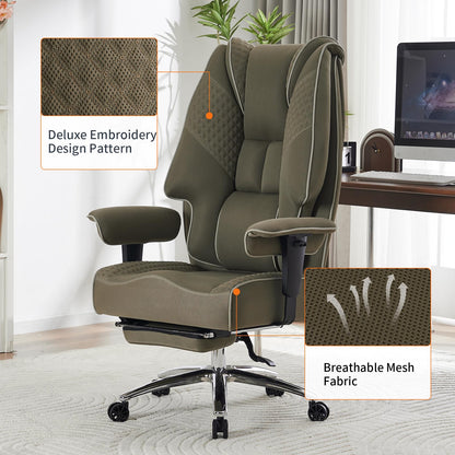 EXCEBET Big and Tall Office Chair 400lbs Wide Seat, Mesh High Back Executive Office Chair with Foot Rest, Ergonomic Chairs Lumbar Support for Lower Back Pain Relief (Mesh Light Green)