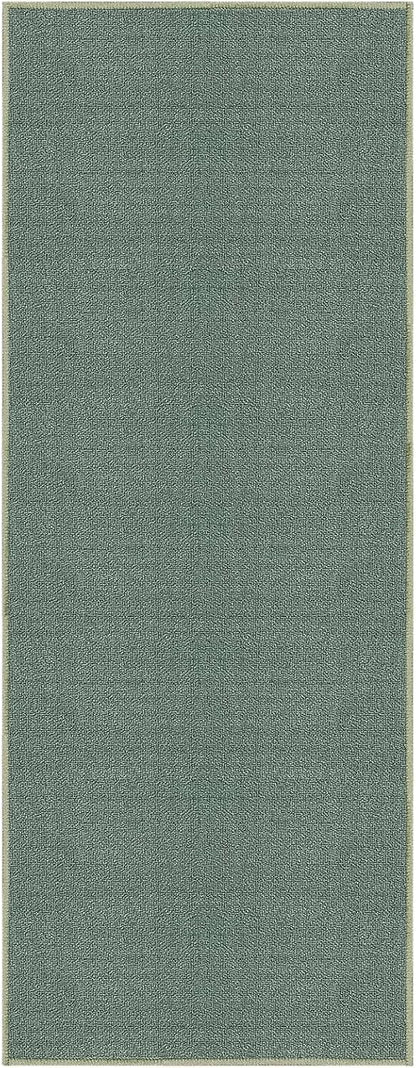 Kapaqua Solid Color Runner Rug, Non Slip Rubber Backing, Custom Length for Hallway Stair Kitchen Living Room, Hunter