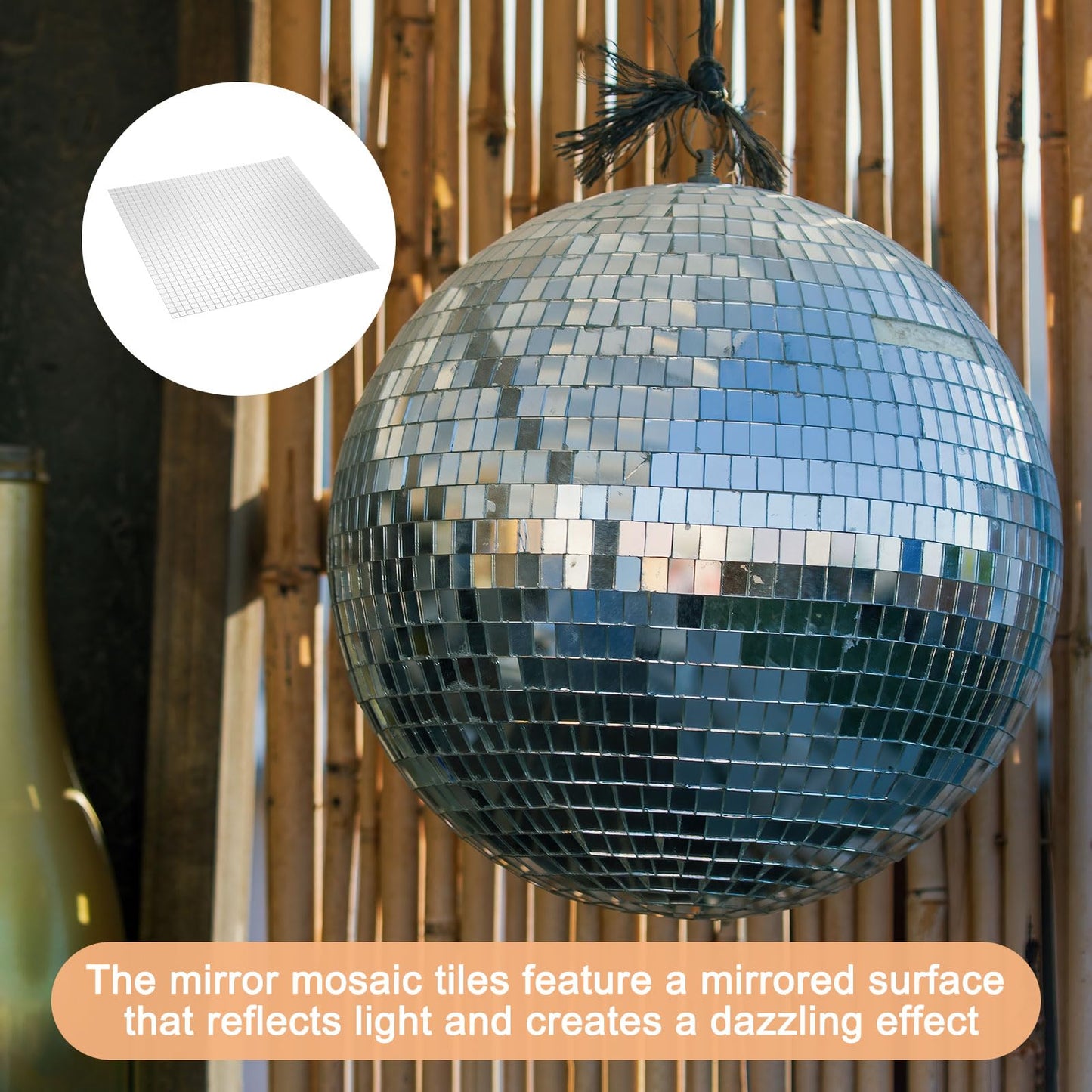 uxcell 4500pcs Self Adhesive Mirrors Mosaic Tiles, 10 x 10 mm Mini Square Acrylic Disco Ball Tiles Sticker for DIY Disco Ball Craft Decorations Making, Silver