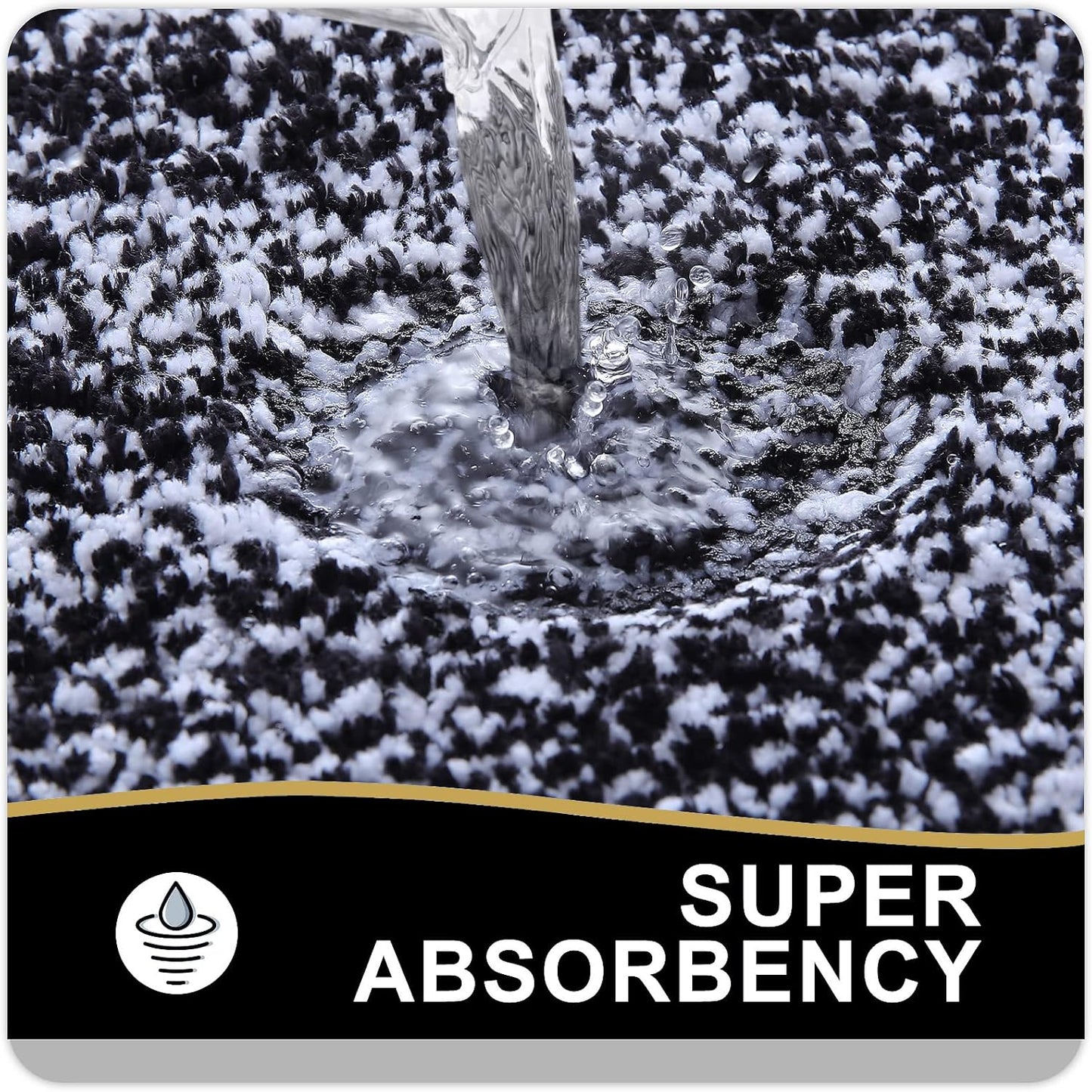 OLANLY Luxury U-Shaped Toilet Rugs, 24x20 Extra Soft Microfiber Non-Slip Bath Mat (Black and White)