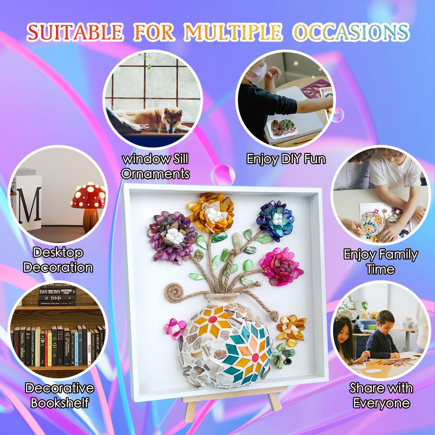 BOOPANREE Sea Glass Art Kit,DIY Resin Beach Art Kit,DIY Mosaic Arts and Craft Kits Ocean Painting Kit,2026 New Resin Sea Glass Art Kits,for Home Decoration, Bookshelf, Office, Windowsill (Style-A)