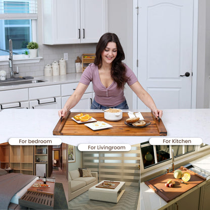 TIDITA Acacia Wood Stove Top Covers for Electric Stove - Wooden Noodle Board for Gas Stovetop - Stove Top Covers for Gas Burners - Wooden Kitchen Sink Cover for Counter Space & Decorative Tray