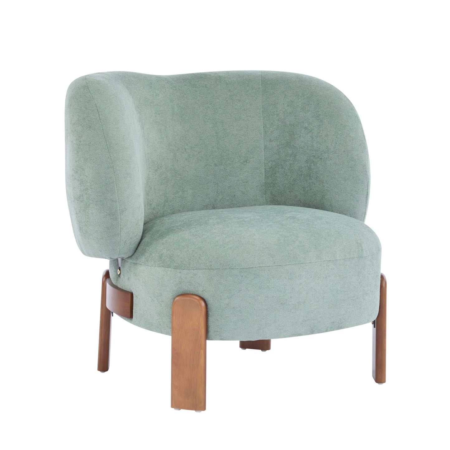 Christopher Knight Home Lily Solid Wood Wingback Accent Chair, Fabric Upholstered Club Chair, Curved Backrest Single Sofa, Comfy Reading Lounge Chair for Living Room, Soft Cushion Seating, Green