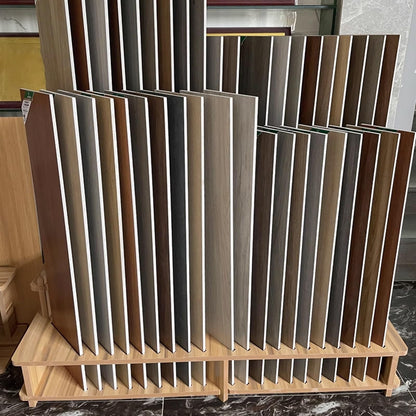 Floor Tile Sample Rack,Wooden Display Shelf for Floor Tiles - Long Strip Marble Sample Rack & Slab Organizer for Retail Stores, Trade Shows, Building Materials Storage (80x42 cm)
