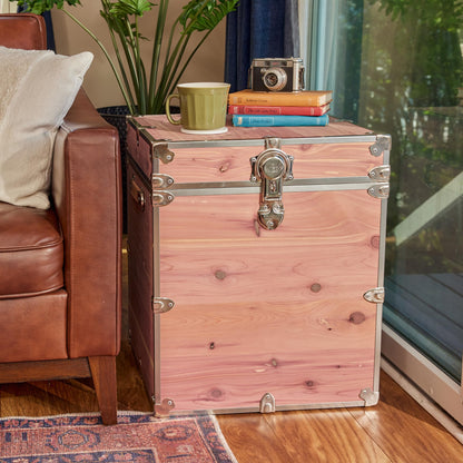 Rhino Trunk & Case Knotty Cedar Chest – End Table Storage Box, Coffee Table, End of Bed Trunk or Entryway Storage Bench – 20"x20"x24" USA-Made, Furniture Grade, Heirloom Aesthetic – Strong and Secure