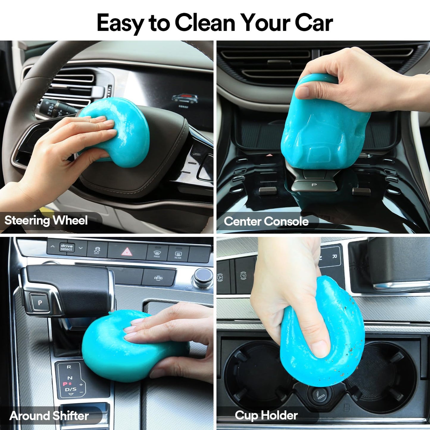 PULIDIKI Car Cleaning Gel for Car Cleaning Putty Car Putty Auto Detailing Tools Car Slime Cleaner Dust Cleaning Gel for Car Interior Cleaner Car Accessories Keyboard Cleaner Blue (4Pack)