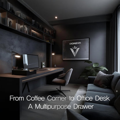 Coffee Pod Holder with Rail Drawer Compatible with Nespresso Vertuoline and K-cups Capsule - 40 Pods Capacity Tempered Glass and Anti-Slip Base Metal Coffee Pods Organizer 16.14x11.81x3.94