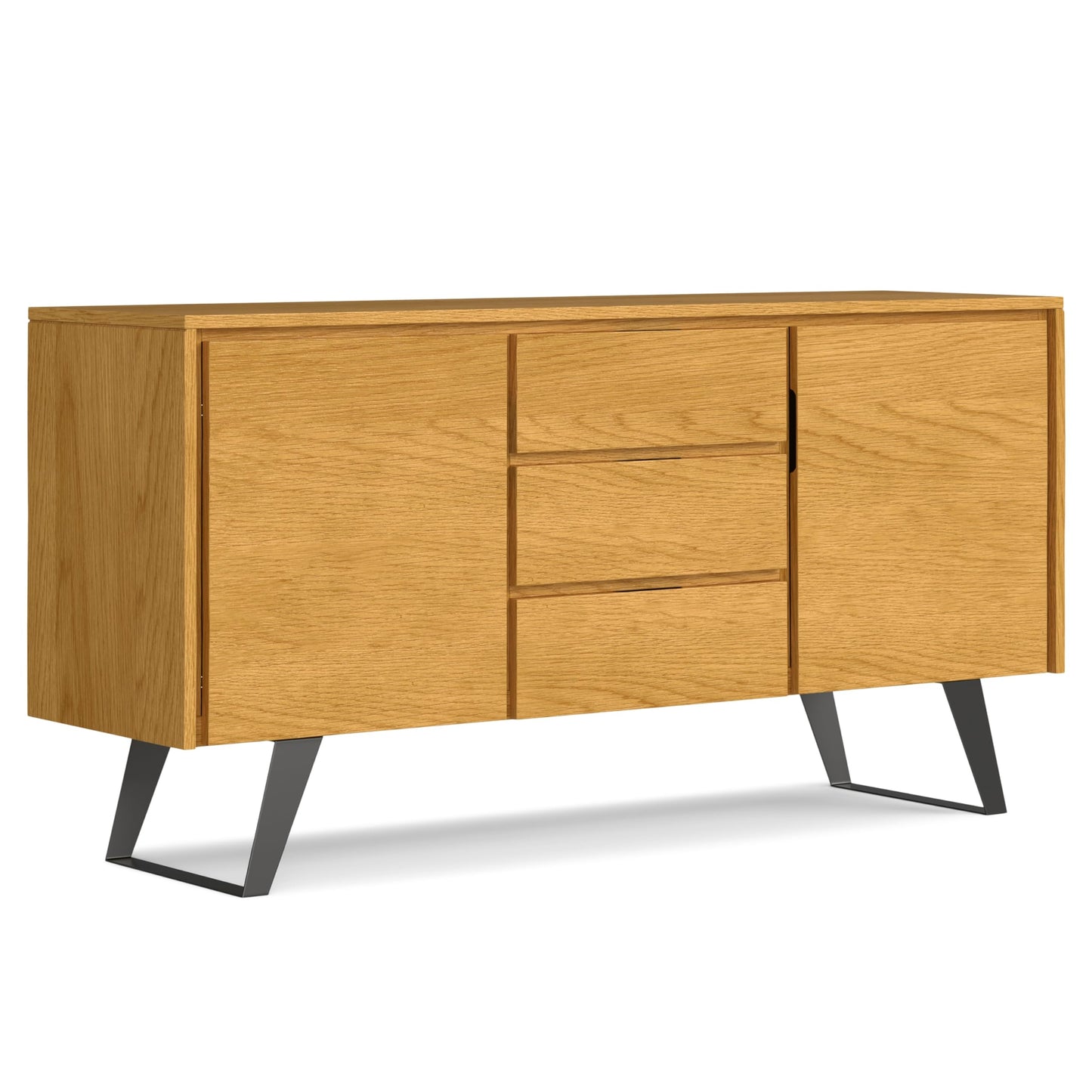 SIMPLIHOME Lowry 60 inch x 17 inch Rectangle Modern Industrial Sideboard Buffet in Oak Veneer for the Dining Room and Kitchen