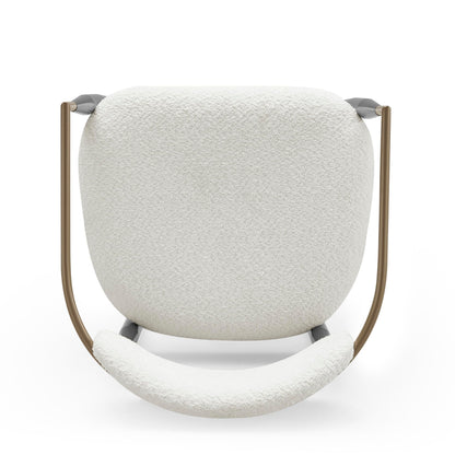 Christopher Knight Home Set of 2 Jetson Modern Curved Open Backrest Fabric Upholstered Dining Chairs, Side Chair for Dining Room/Kitchen, Iron Toothpick Frame, Golden Amrest, White Beige+Gold