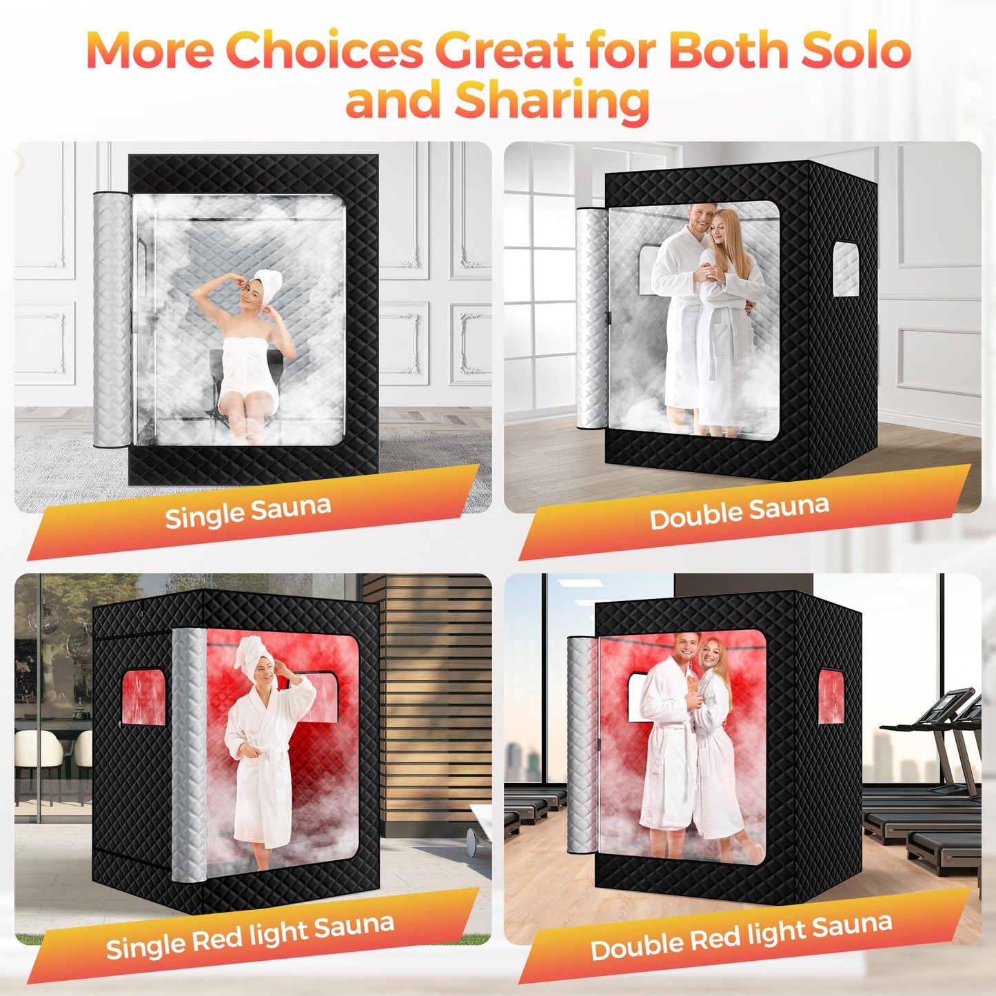 KASUE Upgraded 2 Person Sauna Box, Portable Infrared Sauna with 5-Layer Waterproof, 2 Steamers, 2 Folding Chair, 71”x 36”x 49” for Indoor, Outdoor, Gym, Spa, Carbon Black
