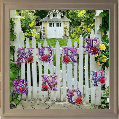 DIY Hanging Diamond Art Kit for Adult – Gem Art Window & Wall Pendant, Acrylic Letter Diamond Painting Ornament for Home & Garden Decoration (S)