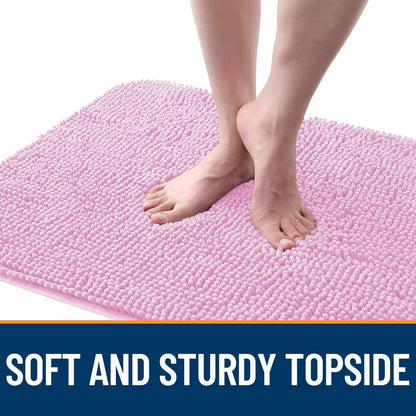 OLANLY Dog Door Mat - Absorbent Non-Slip Mud Mat for Indoor Use | Quick Dry Chenille, 50x30, Pink