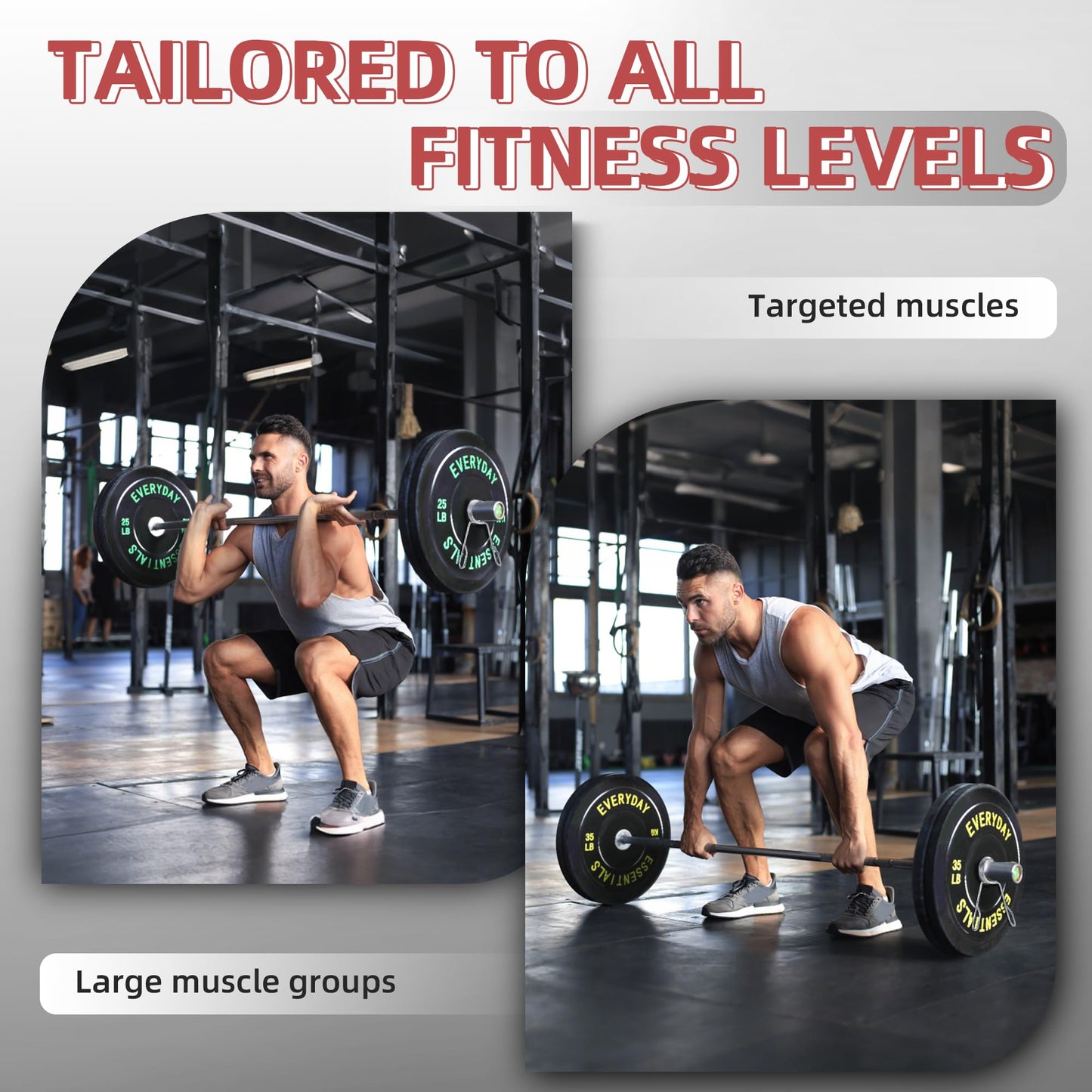 Fitvids 2-Inch Olympic Bumper Weight Plates Including 280 LB Weight Plates & 7FT Olympic Barbell Bar, Black
