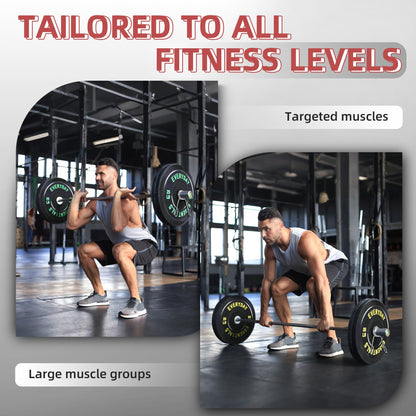 Fitvids 2-Inch Olympic Bumper Weight Plates Set Including 180 LB Weight Plates & 7FT Olympic Barbell Bar, Black