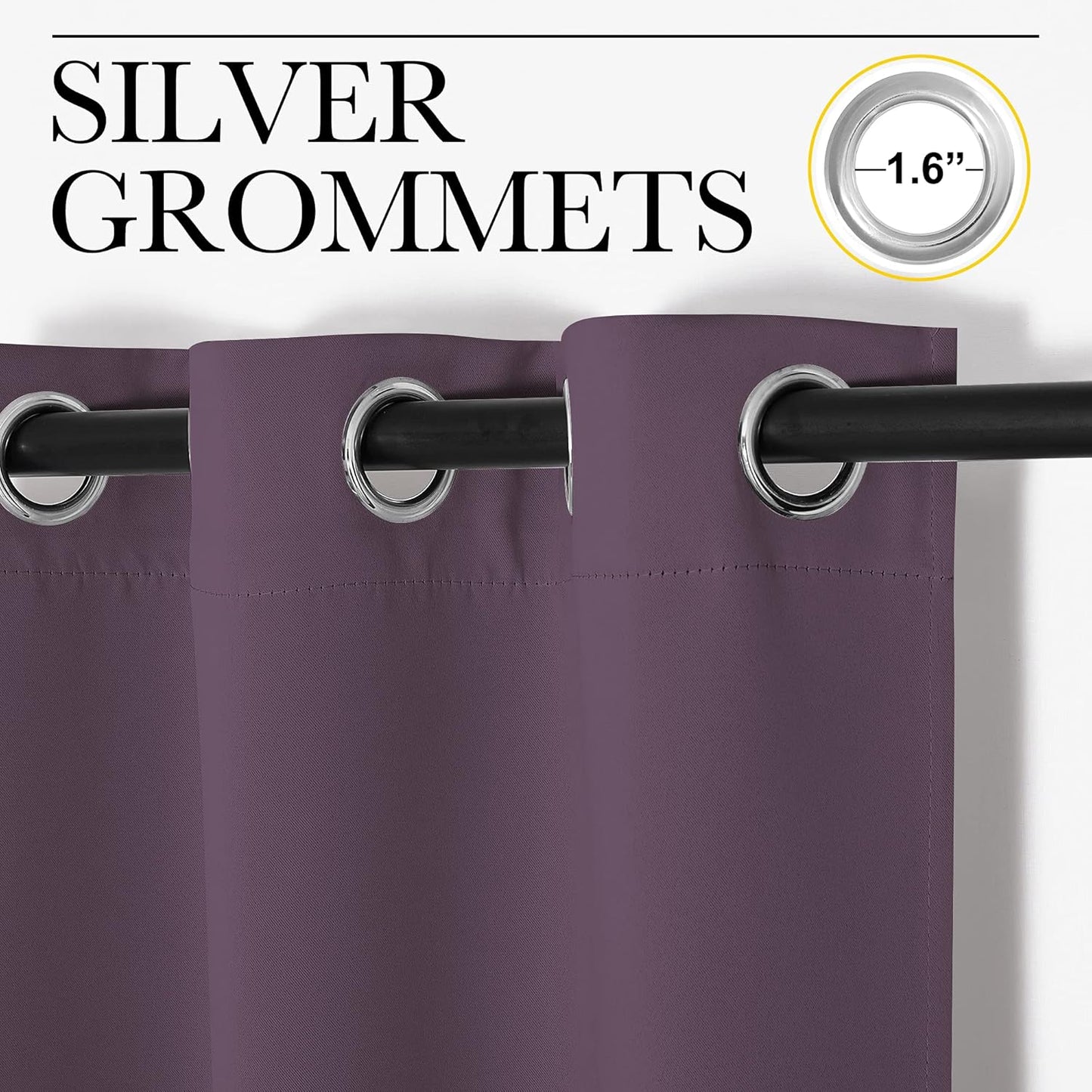 NICETOWN Blackout Curtains - Room Darkening Grommet Top Drapes for Bedroom or Dining Room | Set of 2, 42 x 63 Inch, Plum
