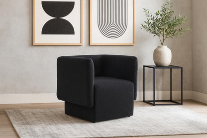 Meridian Furniture 575Black Vera Collection Modern | Contemporary Boucle Fabric Upholstered Accent Chair, Black, 31" W x 27" D x 29" H