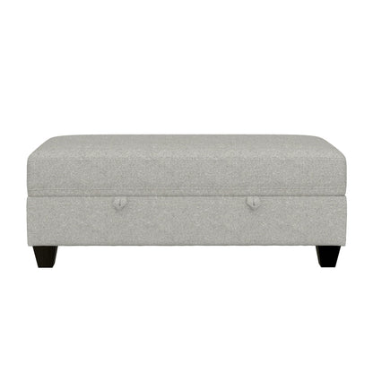 GDFStudio 48.6" Storage Ottoman Bench with Hidden Storage, Upholstered Rectangle Ottoman Foot Stool, End of Bed Bench with Solid Wood Legs for Bedroom Living Room Entryway, Easy Assembly, Pebble Gray
