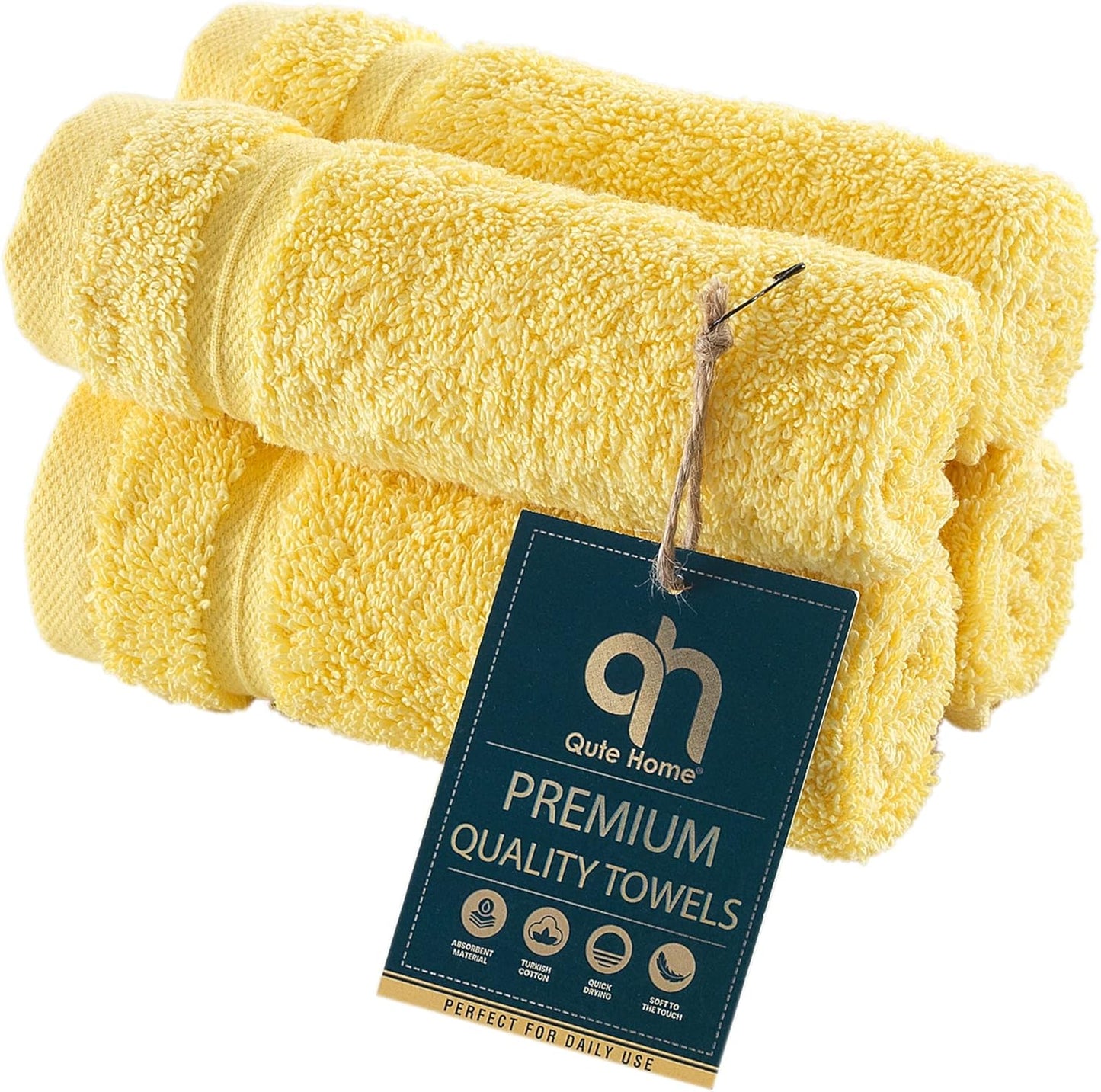 4-Piece Set, 100% Set 4 Qute Home Washcloths Towels Turkish Cotton Premium Quality Towels for Bathroom, Quick Dry Soft