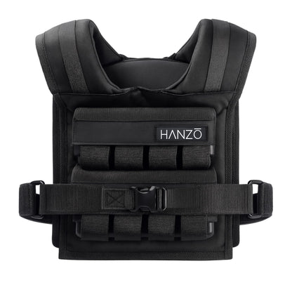HANZO Weighted Vest for Men - Rucking & Strength Training Vest 25lbs–65lbs, Weight Vest With Removable Iron Weights, Adjustable Heavy Duty Weighted Workout Vest for Calisthenics & Fitness Training, Rucking Vest