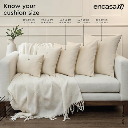 Encasa XO Throw Pillow Covers Set of 2 16x16 in Jet Black | Cotton Pillow Covers for Living Room, Sofa
