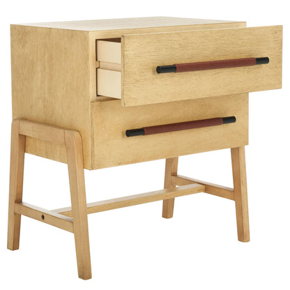SAFAVIEH Home Collection Tiona Natural/Brown 2-Drawer Accent Table Nightstand