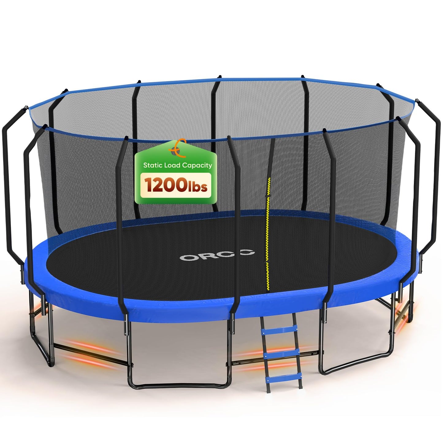ORCC Oval Trampoline for Kids, 10x16FT Outdoor Trampoline with Safety Net - Recreational Gymnastics Trampolin, 1200LBS Capacity, Heavy-Duty Galvanized Steel Frame Yard Trampolines