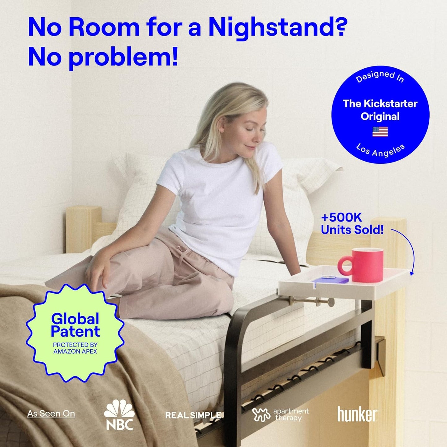 BedShelfie Bedside Shelf for Bunk Bed & Top Bunk, College Dorm Room Essentials, Loft Nightstand, Floating Bed Side