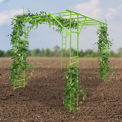 118'' L x 79'' W x 90'' H Grape Trellis, Garden Arch Trellis for Climbing Plants Outdoor, Metal Walkway Arbor Pergola for Backyard Decoration, Large Plant Stand for Vegetable Fruit, Green