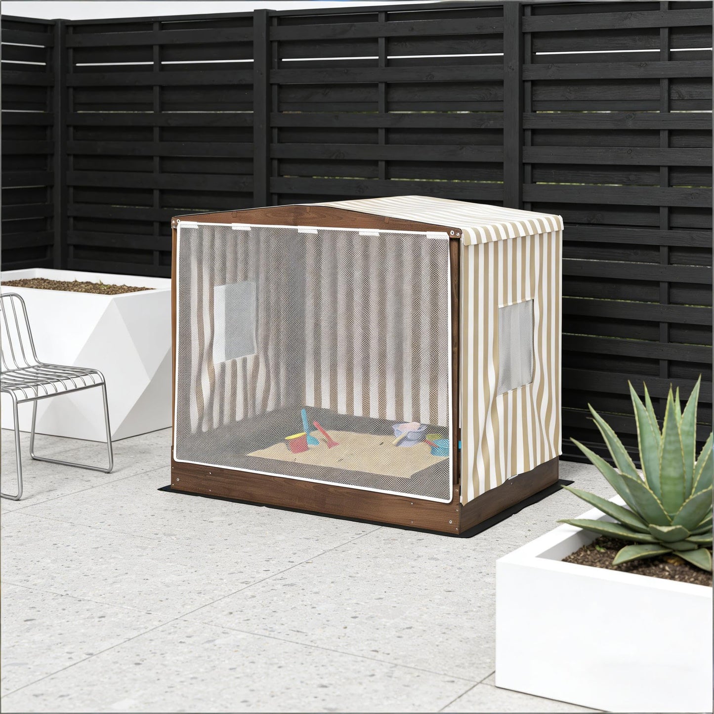 GOWE Sandbox with Canopy Covered,Kids Wooden Sandbox