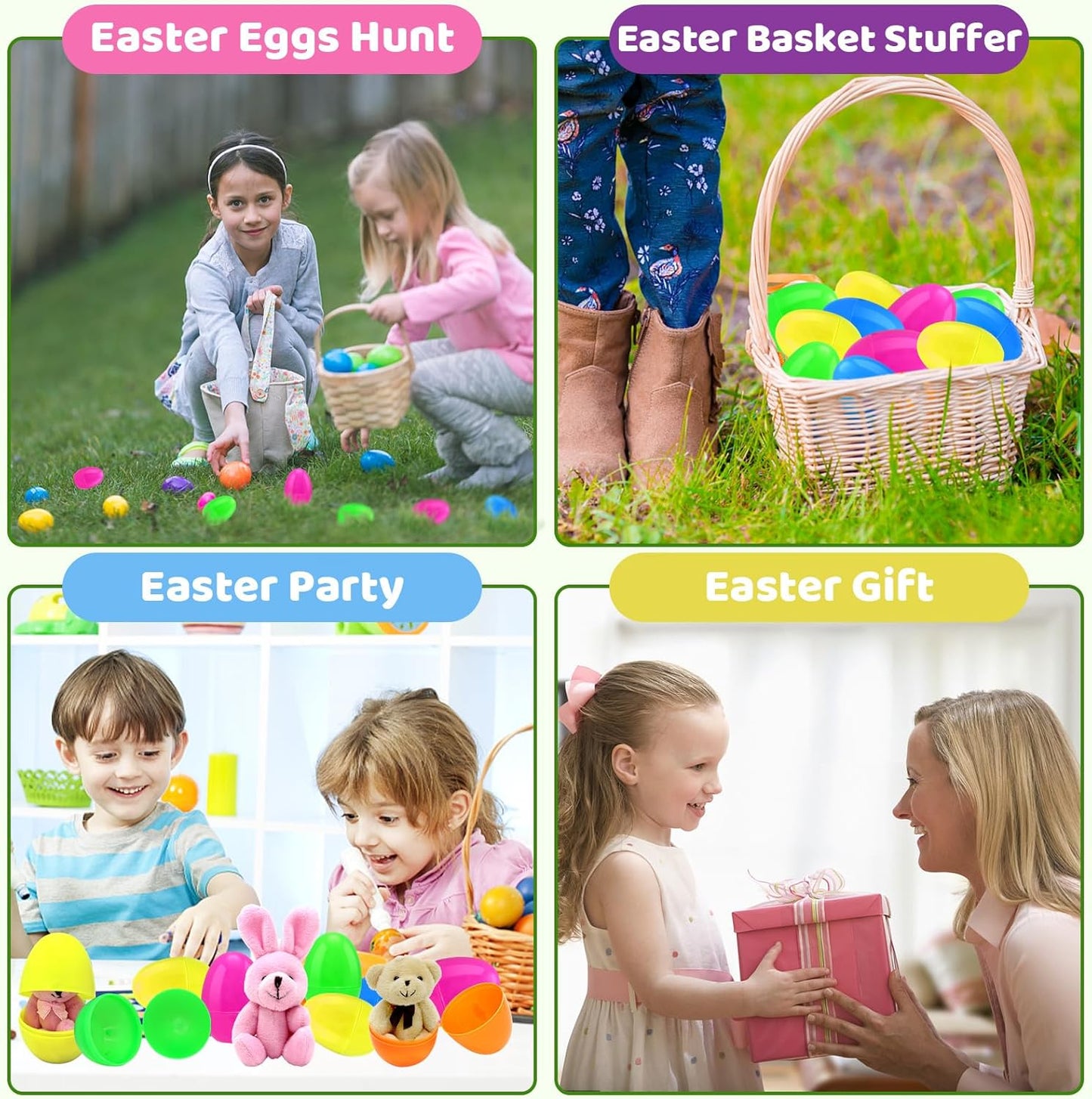 BCUEIDO 12pcs Prefilled Easter Eggs with Stuffed Plush Animal Toys for Basket Stuffers, Easter Favors, Easter Hunt