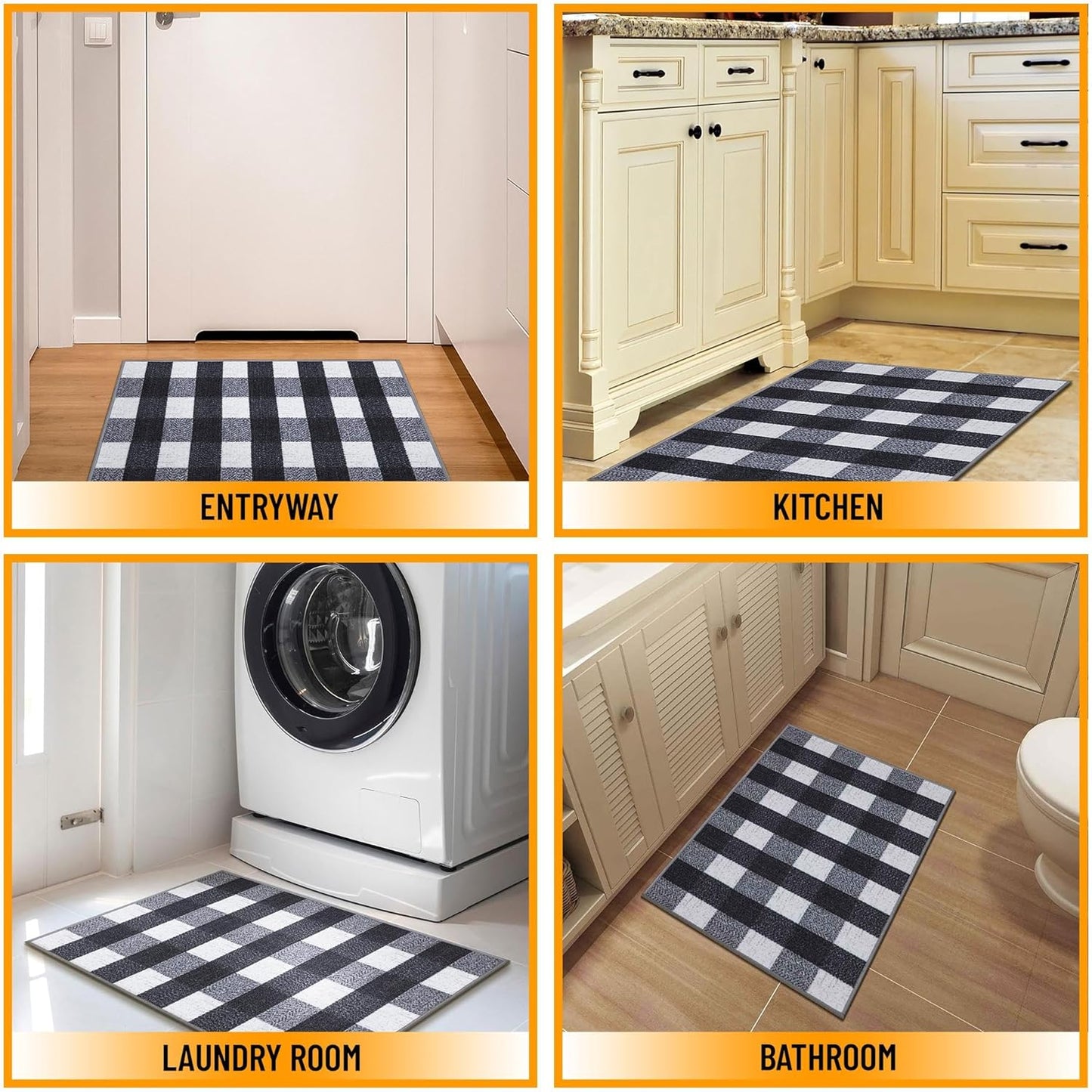 Ottomanson Ottohome Collection Non-Slip Rubberback Checkered Buffalo Plaid Design Indoor Area Rug, 2'3" x 3',