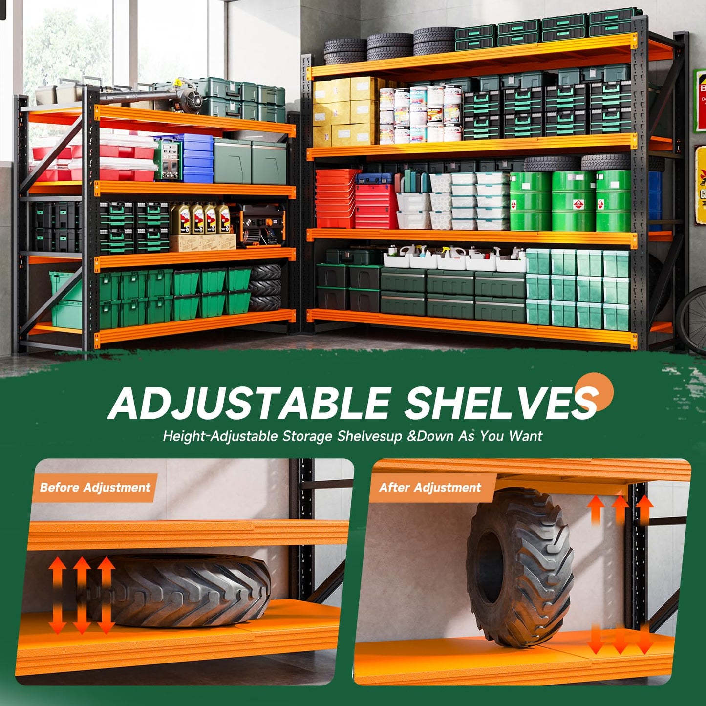 Letaya 6000LBS Heavy Duty Storage Shelves,79" H Metal Garage Shelving Units,4 Tier Large Tall Industrial Shelving,Adjustable Utility Rack Shelf for Warehouse,Basement (Orange, 79" W x 24" D x 79" H)