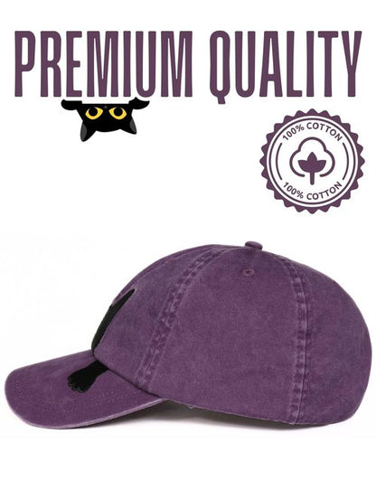 InnoBeta Black Cat Lovers Gifts for Women, Men, Adjustable Embroidered Hat for Birthday, Christmas - Purple