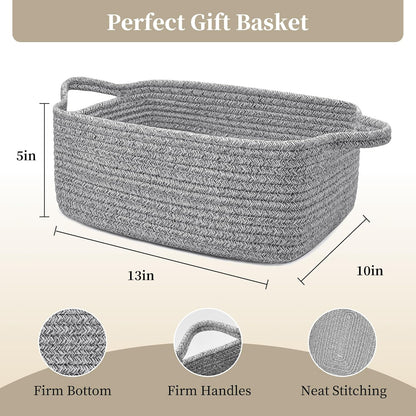 Skiennix Empty Gift Basket for Kids - Stylish Grey Woven Storage Basket | 13 x 10 x 5 Inches
