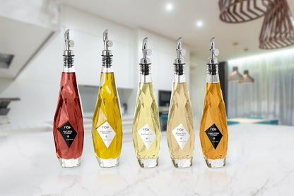 FYGO Set 350ml Set 2 Diamond Lux Olive Oil Bottle Dispenser - Olive Oil Container- Oil and Vinegar Dispenser