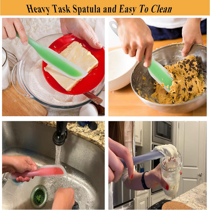 Nonstick Silicone Knife Shaped Flexible Kitchen Spatula Scraper Turner - Green